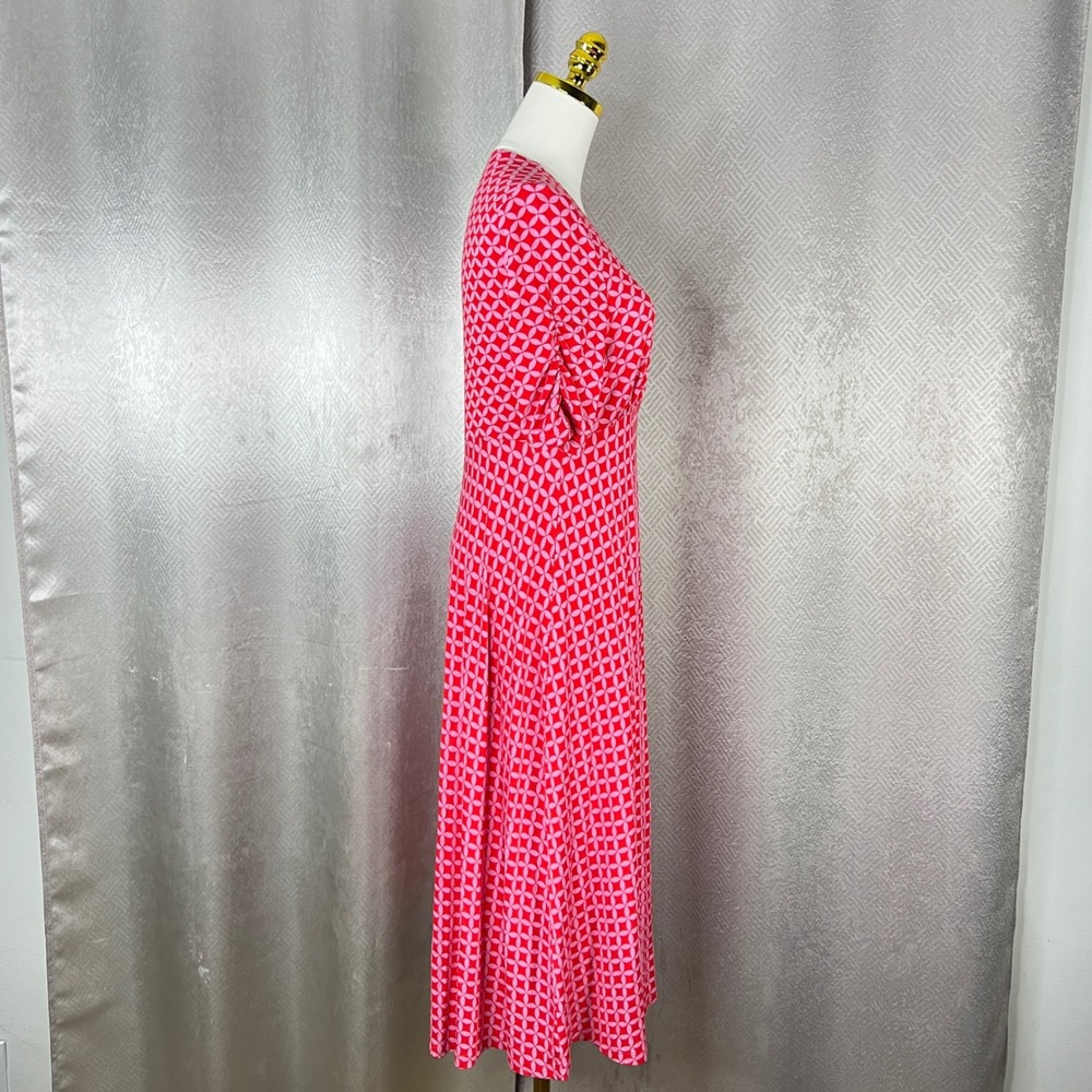 Boden Pink Red Geometric Maxi Dress V-Neck Jersey D0581 Womens 6P - Picture 4 of 10